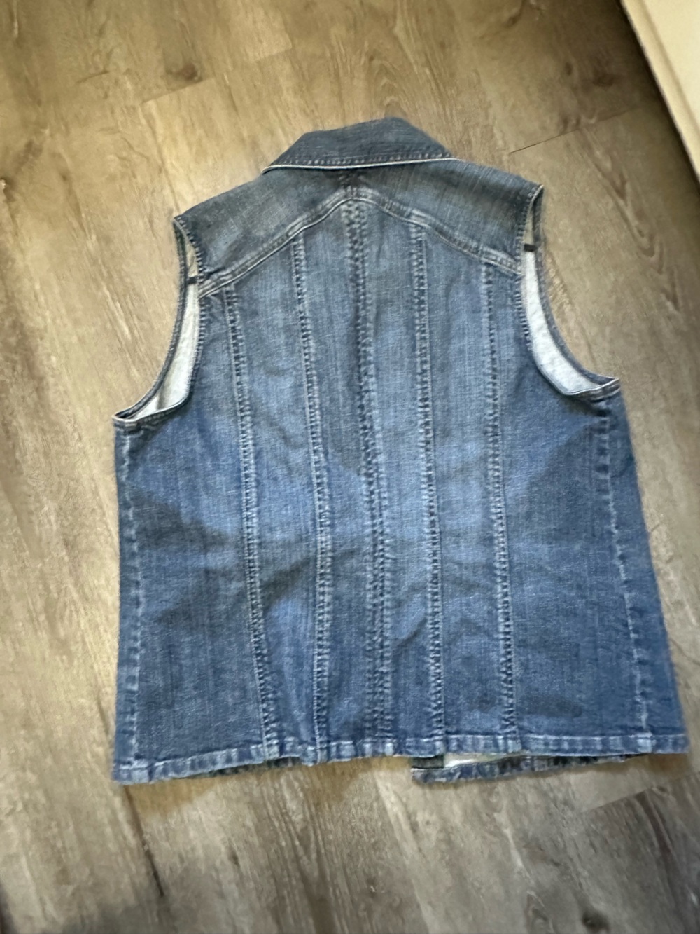 Chico's Medium Blue Denim Sleeveless Button Vest - Picture 3 of 7